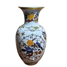 VTG KPM Bavaria Germany Porcelain Vase Bird Floral Motif Hand Painted 9" 1970s