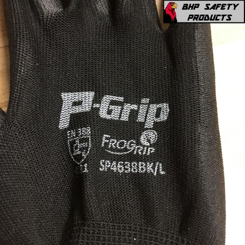 P-Grip ultradünne schwarze Arbeitshandschuhe Polyurethan Handfläche beschichtet Nylonschale 24 Paar - Bild 9 von 17