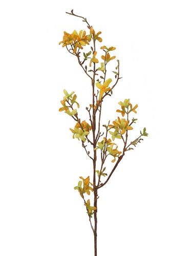 (01538) ARTIFICIAL FLOR RAMAS FORSYTHIA FORSITIA CAMPANA DORADA AMARILLO VERDE - Imagen 1 de 2