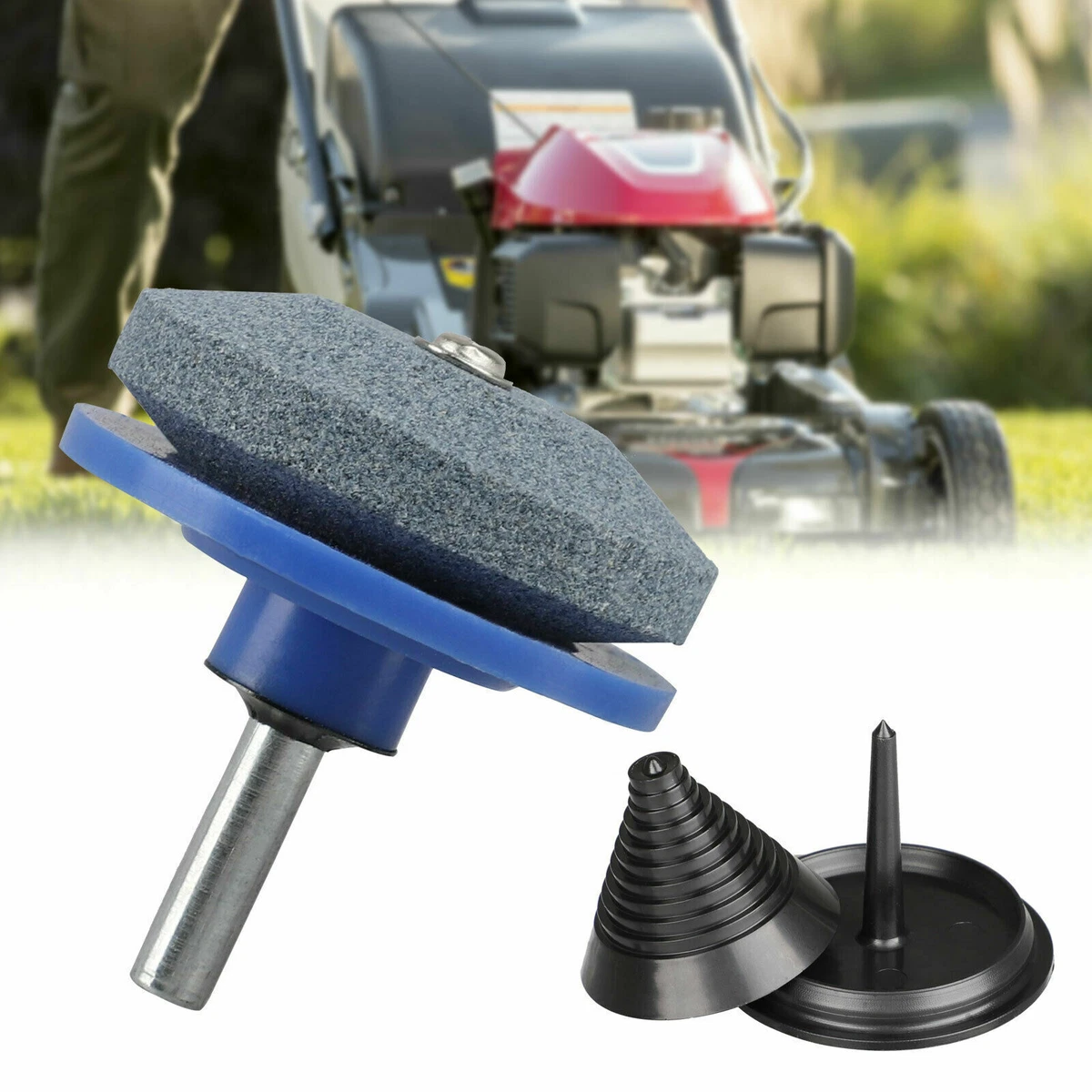 Lawn Mower Balancer Blade Sharpener Kit Garden Tool For Drill Grinder Stone