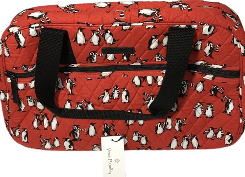 Vera Bradley Medium Traveler Bag Playful Penguins Red Scarves Duffel New $118 - Picture 3 of 5