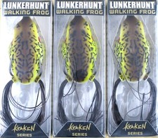 (3) Lunkerhunt Hollow Body Topwater 2 1/2" Walking Frog Woody 1/2 Oz Brand New