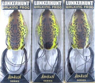 (3) Lunkerhunt Hollow Body Topwater 2 1/2'' Walking Frog Woody 1/2 Oz Brand New
