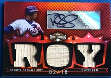 DARRYL STRAWBERRY 2007 TOPPS TRIPLE THREADS AUTO GAME BAT SERIAL #’D 2/18 METS