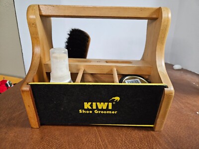 Vintage Kiwi Shoe Groomer Wooden Shoe Shine Kit | eBay