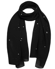 Pearl Chiffon Scarf, Glitter Head Wrap Hijab Scarves for Women