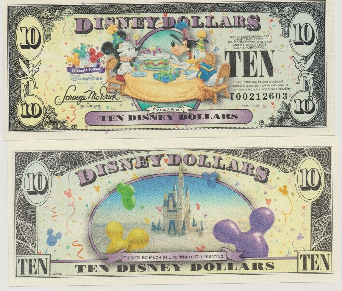 Disney Dollars 10ドル ミッキー ミニー 2001年発行 2001 A $10 Vacation Mickey Minnie ​A01249354A
