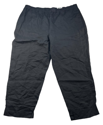 Alfani Cropped Pants Womens size XXL Black Linen Blend 2 Pockets New