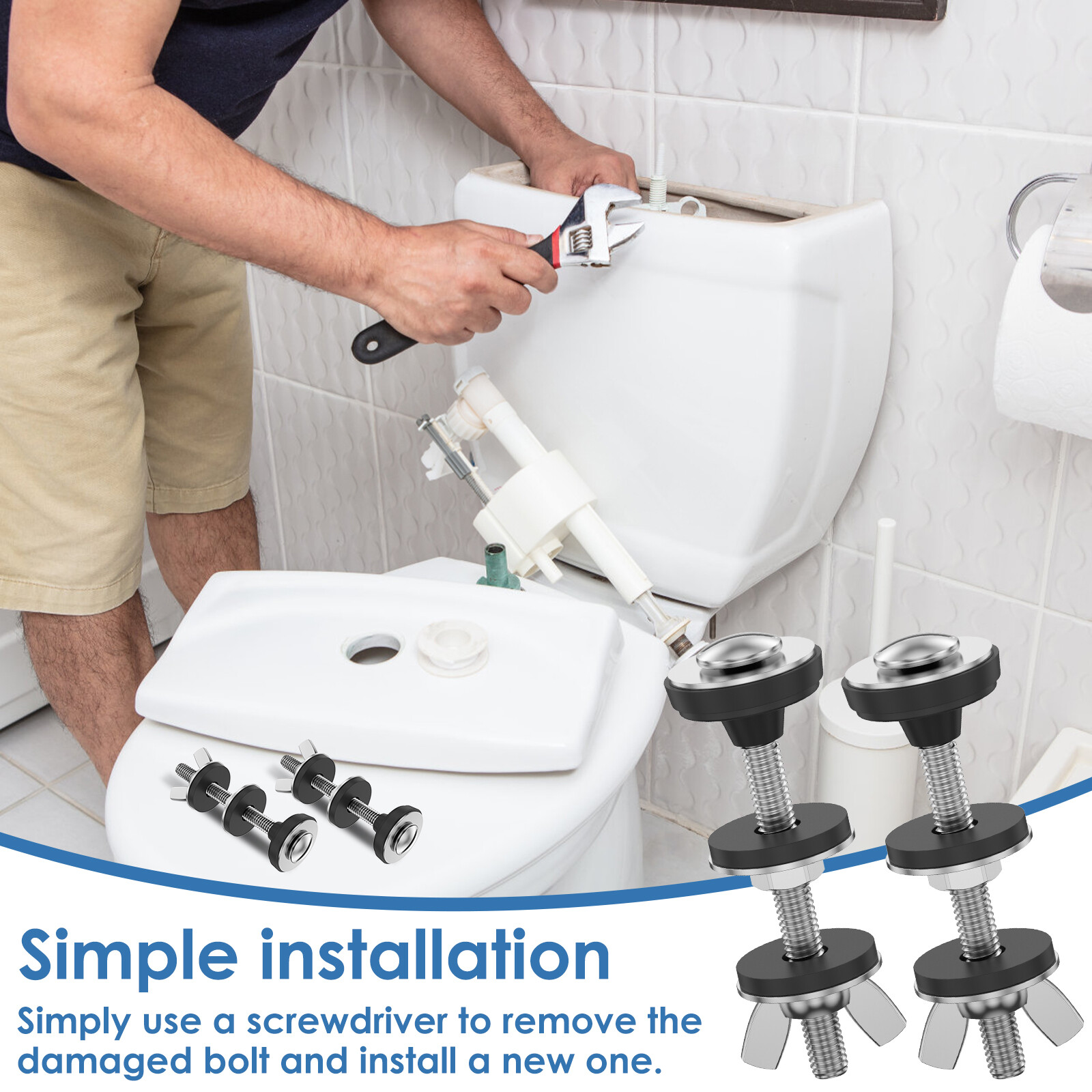 4Pcs Toilet Tank to Bowl Bolt Kit Toilet Tank Bolts Washer oilet Rubber