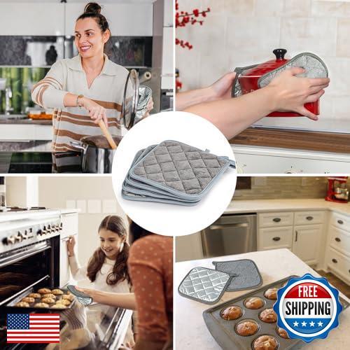 Topflappen für Küche - MAQIHAN 4 STÜCK Baumwolle Topflappen Set Heißpads für Ki - Bild 5 von 5
