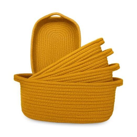 5-Piece Storage Basket Set - Durable Cotton Rope Storage Bins for Inca Gold