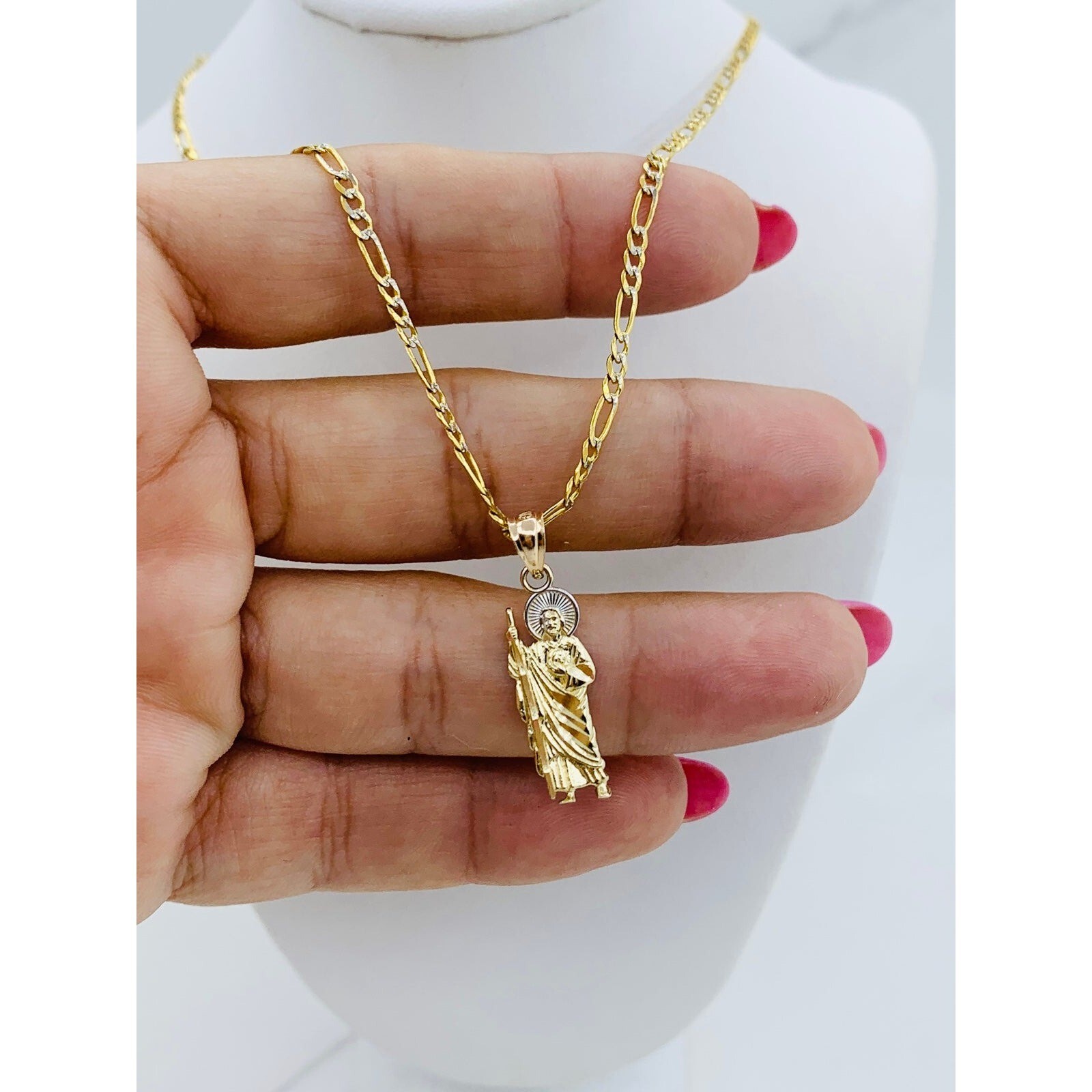 14k gold necklace and pendant Saint Jude St Jude San Judas ️ Short ...