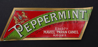 Altes Etikett PEPPERMINT Maviel Paran Canel RODEZ french label