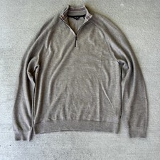 Ted Baker Men  s 1/4 Zip Pullover Sweater Gray Cotton Blend Size 3 / M