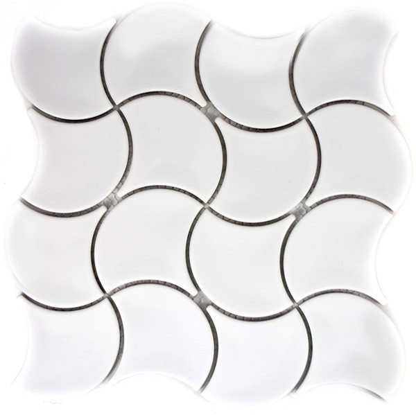 Keramikmosaik Weiß Fliesenspiegel Dusche KüChe Wand 13-FSW01 | 10 Mosaikplatten-image