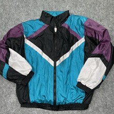 Sunterra Vintage Jacket Youth L Black Teal Purple Ski Outdoors Full Zip Pockets
