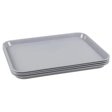 Plastic Fast Food Trays Set of 4, Restaurant Serving Tray, Grey Dinner Eating...