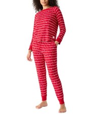 Gap GapBody Women's Packaged Ribbed Printed Jogger Pajama Set - Red Stripe