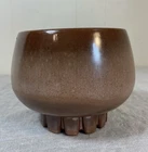 Vtg 60s MCM Frankoma Brown Cachepot Planter Pot Vase 235 round footed 6" plant