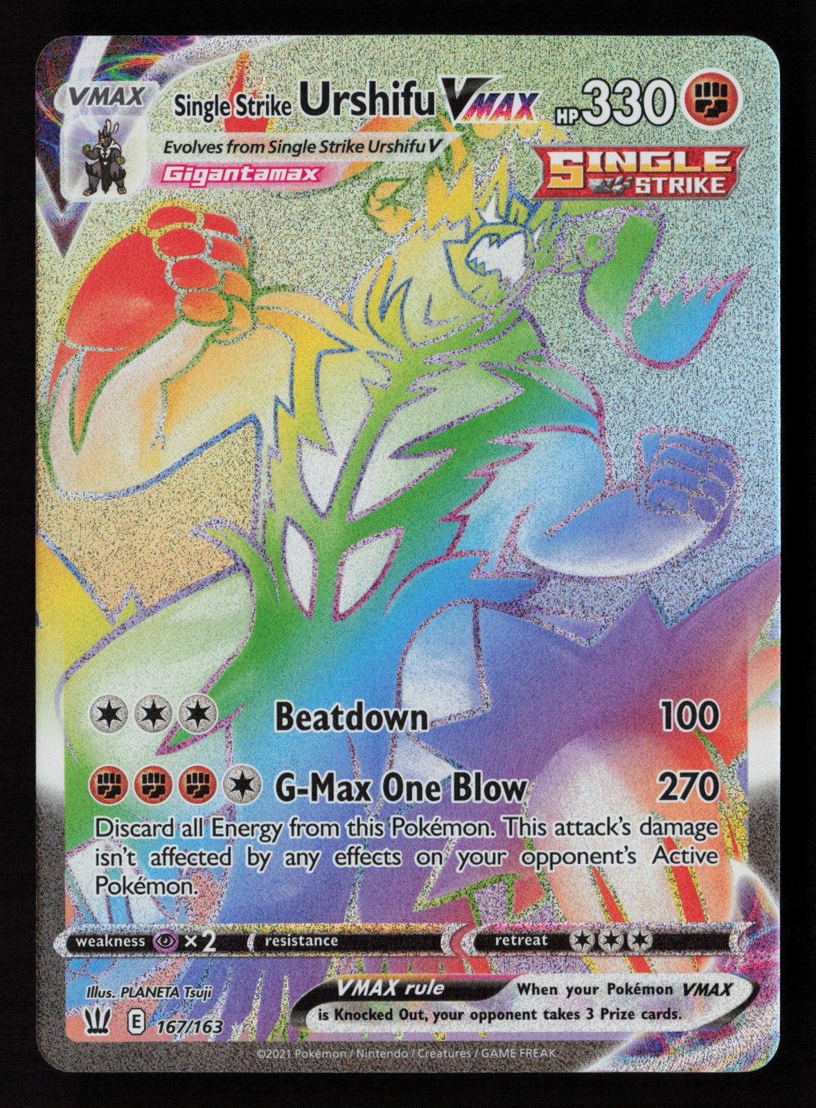 Single Strike Urshifu VMAX (Secret) 167/163 SWSH05: Battle Styles Pokémon TCG NM