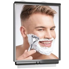 Fogless Shower Bathroom Mirror with Squeegee Travel Bag Anti-Fog Shaving Groo...