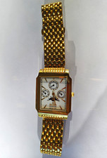 EDEN Switzerland Herren Armbanduhr Quarz gold rechteckig weiß Mondphase 10010H