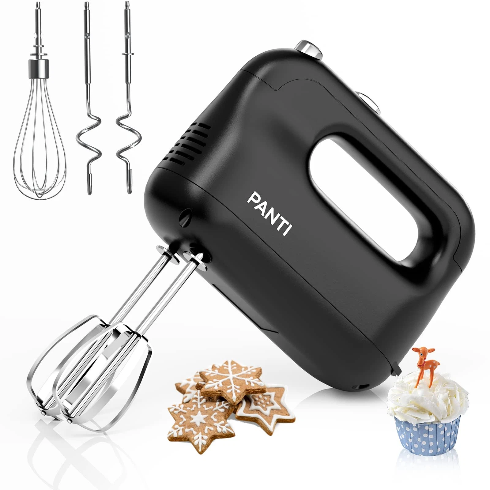 Hand Mixer , Kitchen Handheld Small Mixer with Beaters and Whisk, 5 Dishwashe...