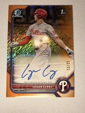  Bowman - Chrome Prospects - Orange Shimmer Refractor #BCP-120 - Logan Cerny /25