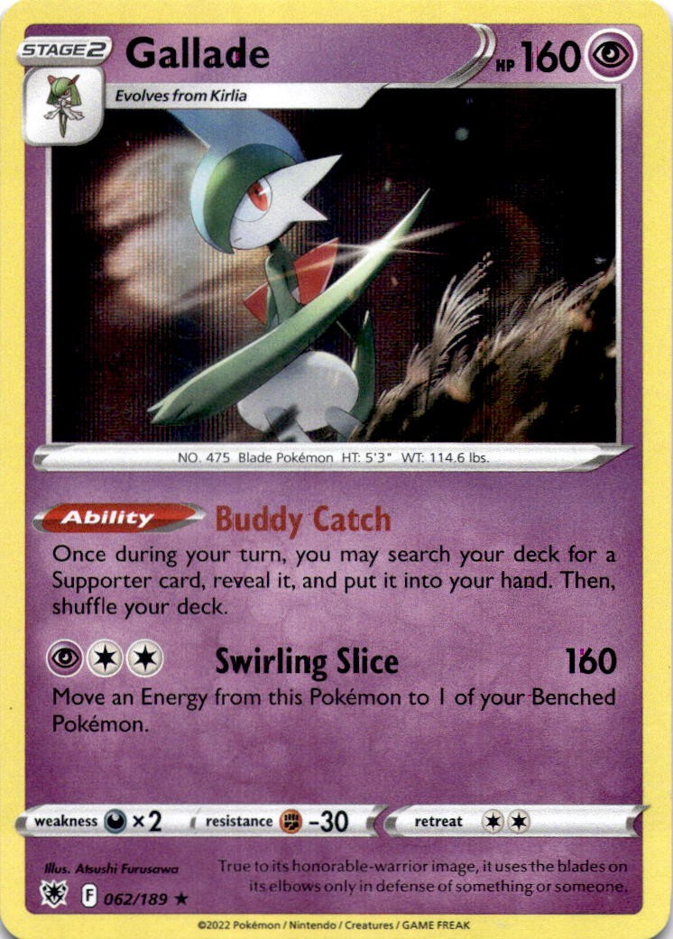 GALLADE 062/189 HOLO R ASTRAL RADIANCE POKEMON HOLO MP