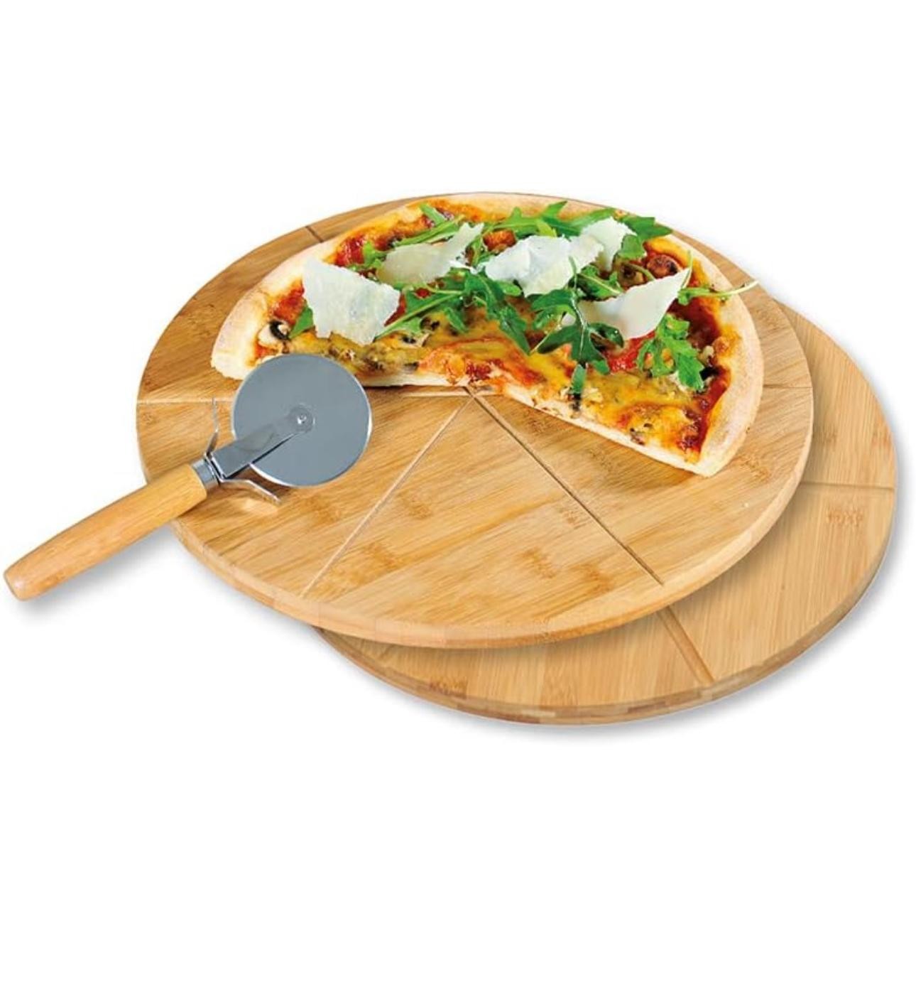 Kesper Pizzateller 2er Set Bambus Ø32cm FSC Edelstahl