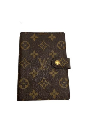 LOUIS VUITTON Agenda PM Monogram Canvas Leather Brown Women's