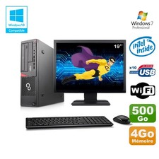 PC Set Fujitsu E720 E85+ G3220 3GHz 4GB 500GB Brenner WIFI W7 + Bildschirm 19"