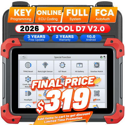 2026 XTOOL D7 V2.0 OBD2 Diagnostic Full Systems Scanner 36+ Services Active Test