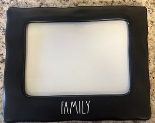 Rae Dunn Magenta Black & White “FAMILY” Ceramic Frame 5”x7” Black Velvet Back