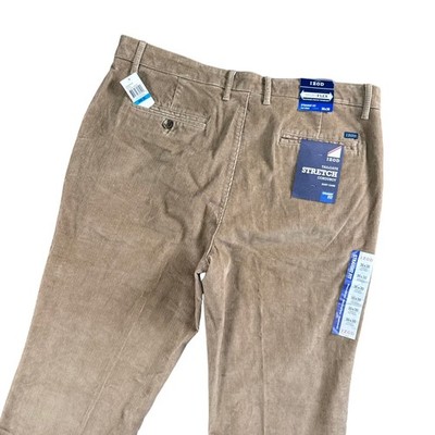 IZOD Mens Straight Fit Stretch Corduroy Pants Dark Buttercream NWT 37x29