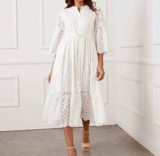 Karen Kane Tiered Midi Dress Off White