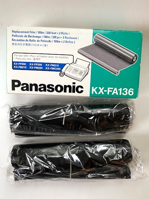 Panasonic KX-FA136 Original Ink Film Fax Toner - 2 Rolls - NEW SEALED - Open Box