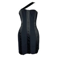 Laundry by Shelli Segal Black Studded Stretch Bodycon Mini Dress US 6 UK 10 NWT