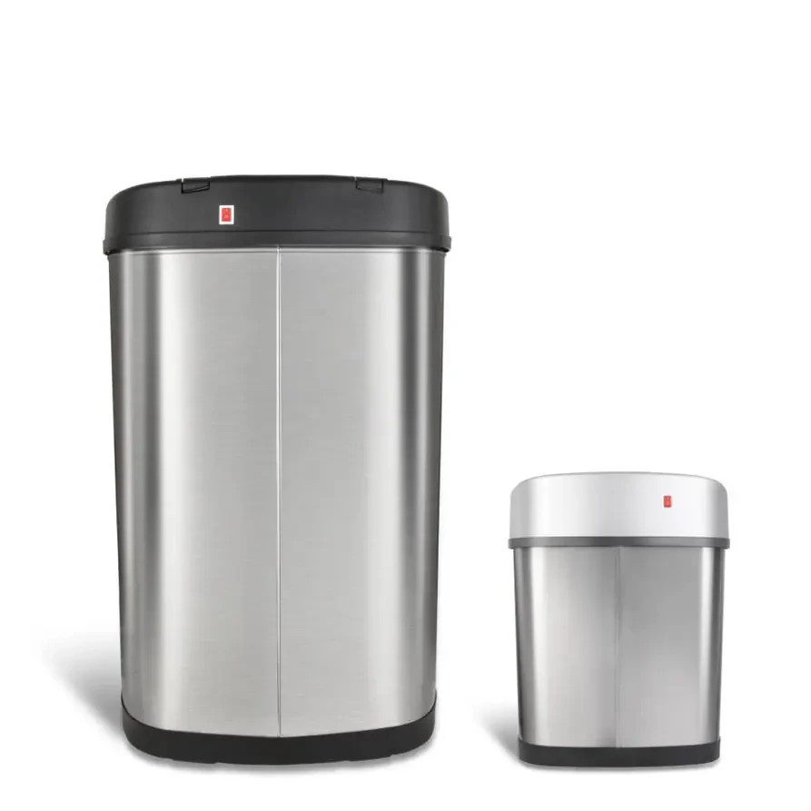 NINESTARS Stainless Steel Motion Sensor Trash Can Combo, 13.2 Gal. & 3 Gal. CB-D