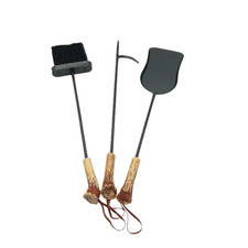 Deer Antler Fireplace Tool Set, Rustic Cabin Hearth Tools Poker Shovel Brush 19"
