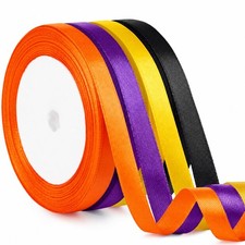 100 Yards Purple Orange Ribbon 3/8 Inch for Hallween Decoration