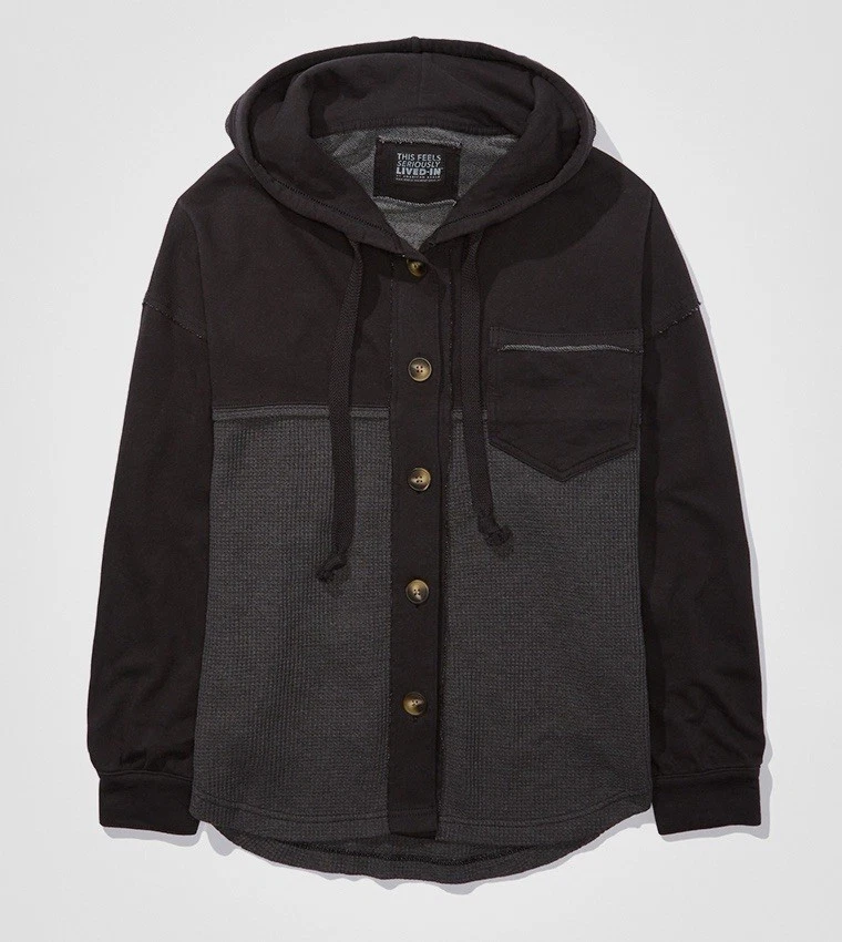 Cabide com capuz American Eagle Serious Lived-In Big Hug feminino G/XL preto cinza - Imagem 3 de 4