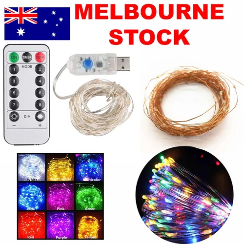 Multiple Colors Remote Control Fairy Light USB LED String Ferry Light Copper
