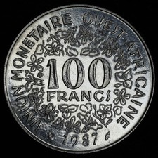 Pièce De Monnaie De 100 Francs 1987, Banque Des États D'Afrique De L'Ouest