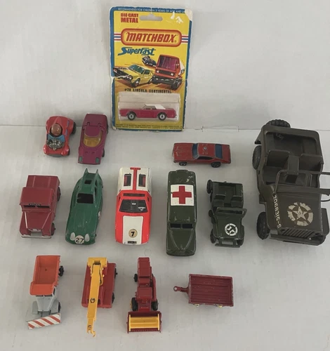 14 Vintage Lesney Matchbox Corgi Hot Wheels Diecast Car Truck Jeep Lot 60/70s $3