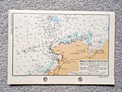 Erqui & Sables D;or Les Pins, France - 1943 Vintage Admiralty Royal Navy Map