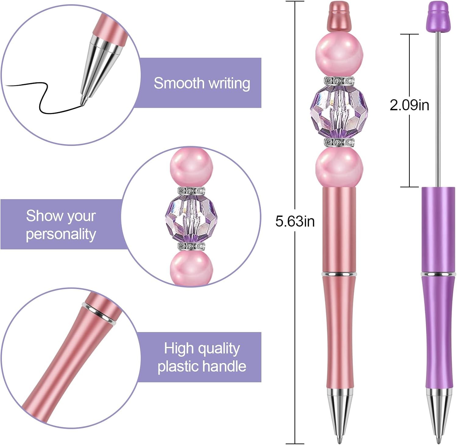 Joyberg 15 PCS Beadable Pens, Pens 1 Count (Pack of 15), Multicolor 