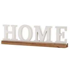 Rustic Farmhouse Wooden Sign 14In Distressed White Boho Tabletop Shelf Home