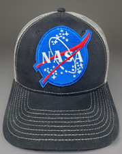 NASA Meatball Logo Trucker Hat Gray Black Mesh Snapback Adjustable Space Cap NEW