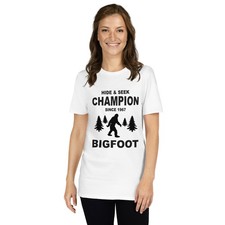 Hide and Seek Champion Bigfoot Sasquatch Funny Short-Sleeve Unisex T-Shirt
